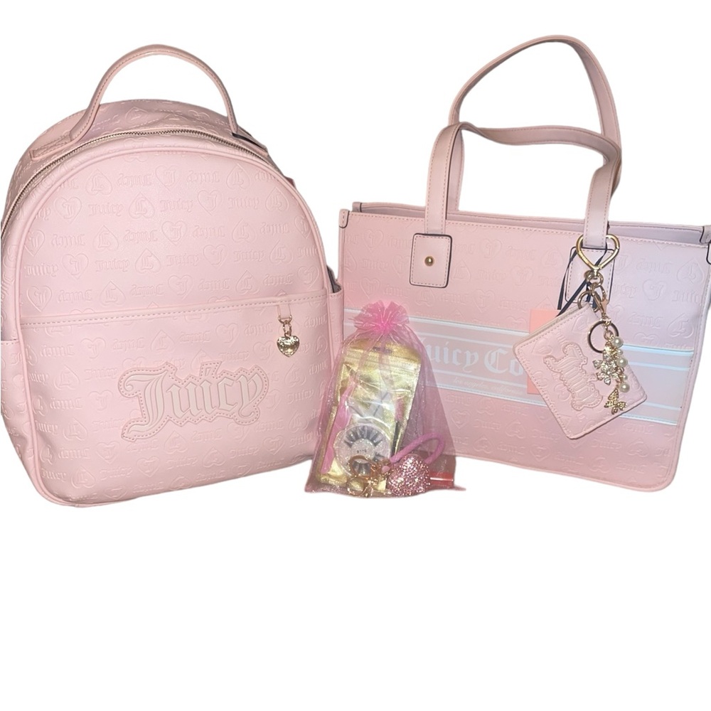 NWT Juicy Couture Powder Blush Tote and Full Size Backpack